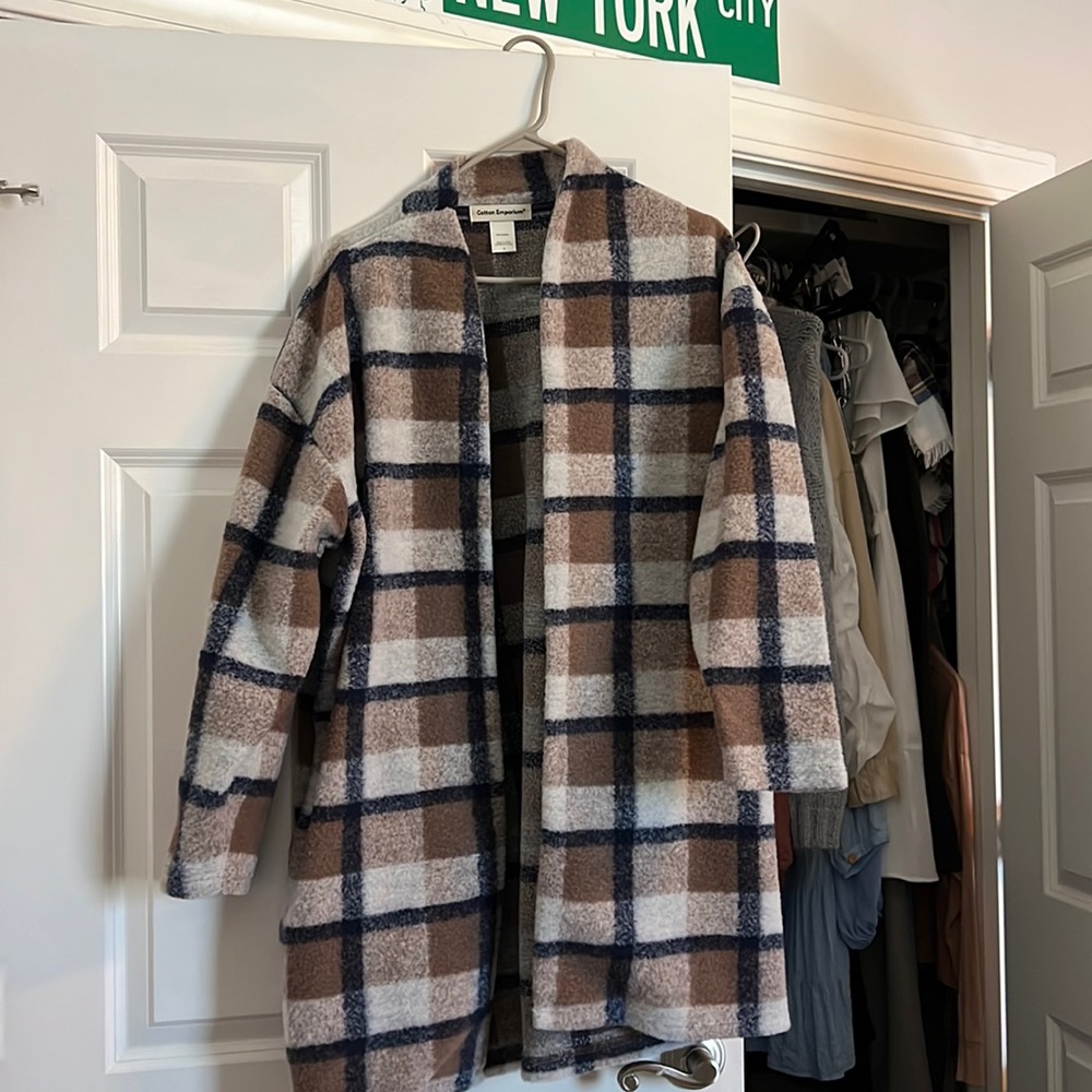 Brown and blue coat